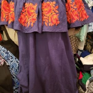 Umgee Off Shoulder Dress  Small Tunic Top Embroi